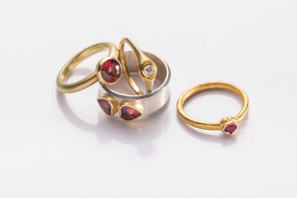 Diverse Ringe Silber Gold Rubin Granat Brillant