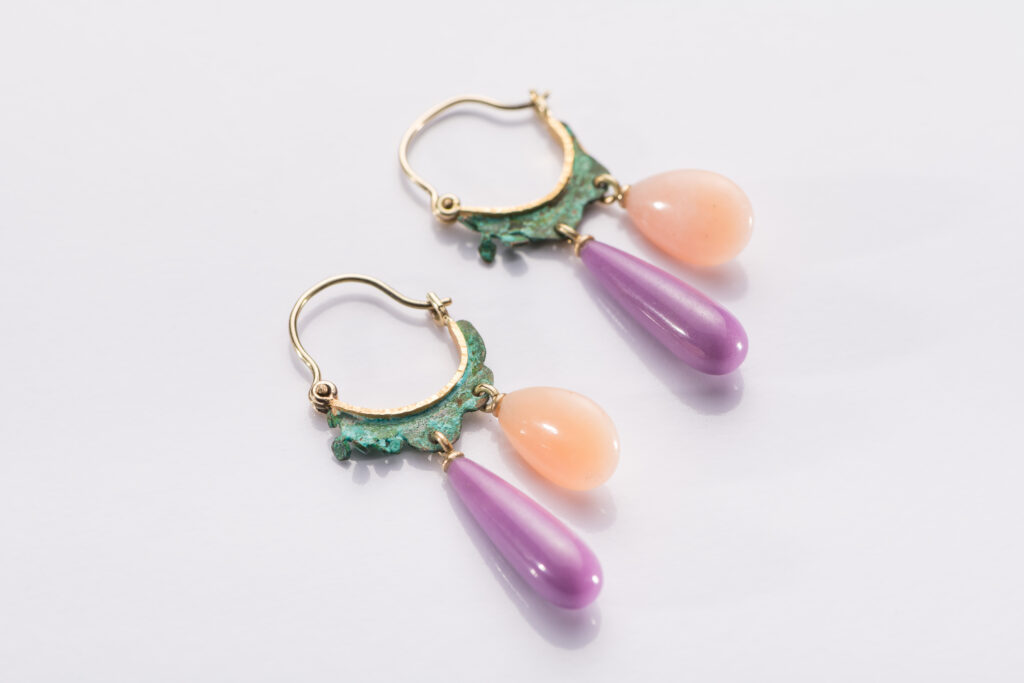 Ohrschmuck Gold patiniertes Kupfer Heterosit