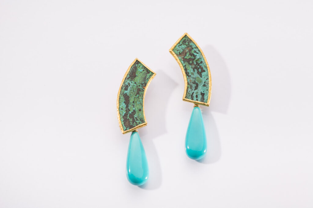 Ohrschmuck Gold patiniertes Kupfer Türkis