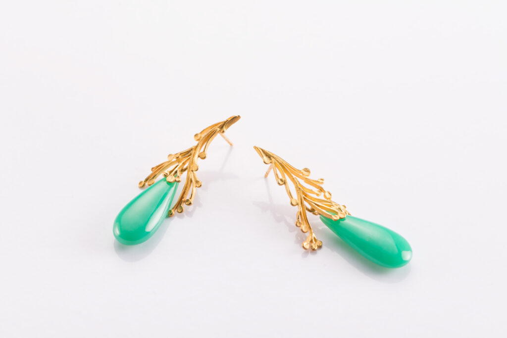 Ohrschmuck Ranken Gold Chrysopras