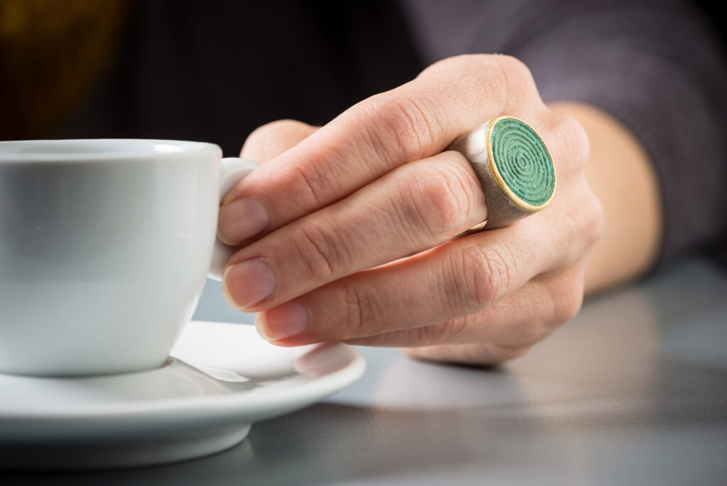 Ring Silber Gold patiniertes Kupfer