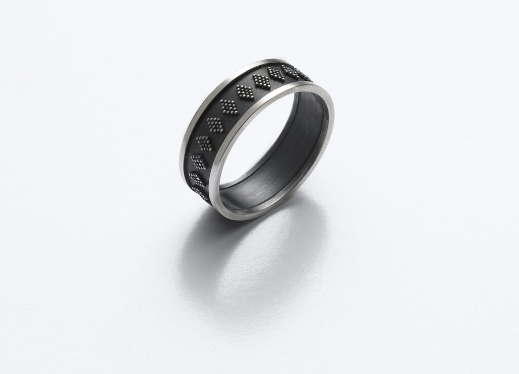 Ring Silber Granulation Rautenmuster